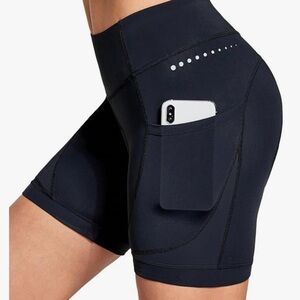 High-Waist 4d Gel Padded Athletic Cycling underwear Shorts with Side Pocket